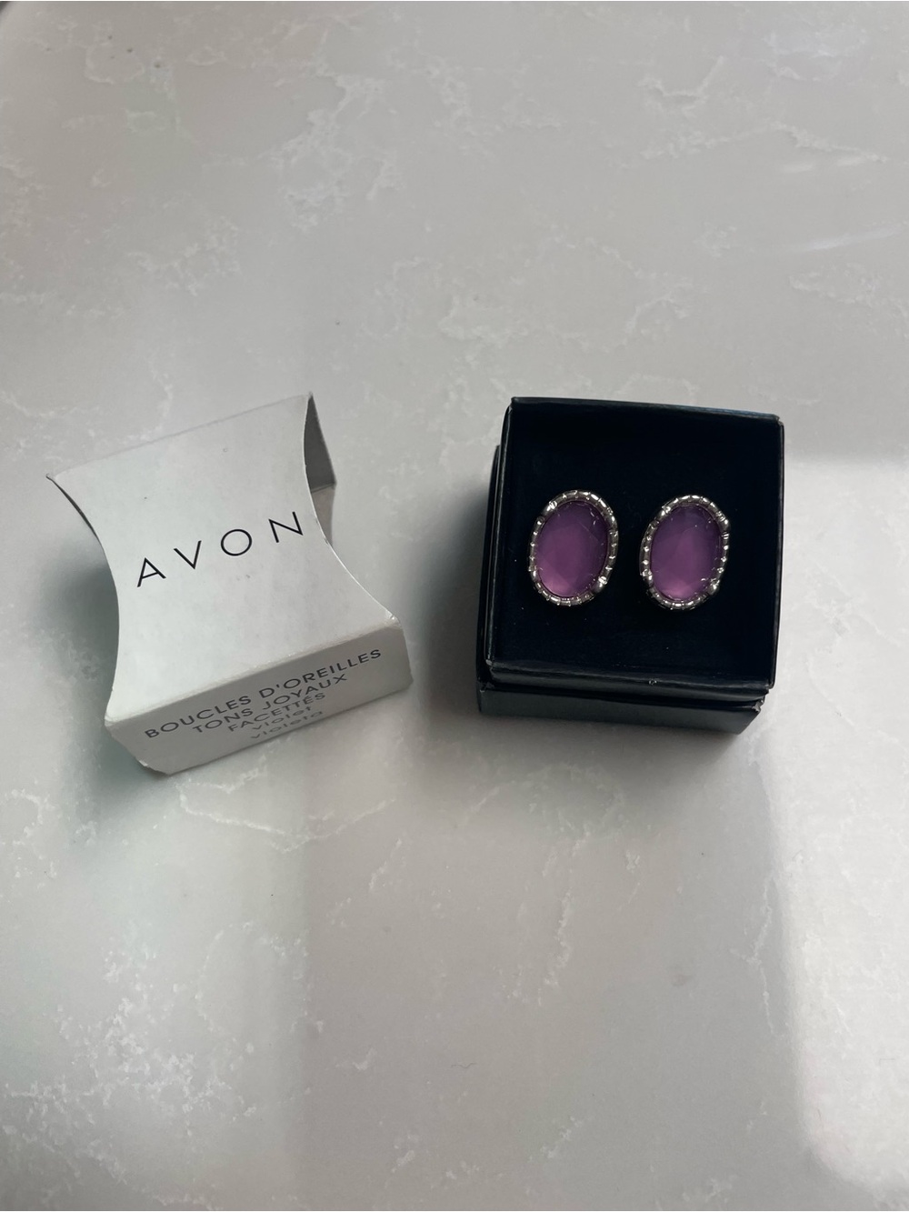 NIB Avon Purple Gem Stud Earrings